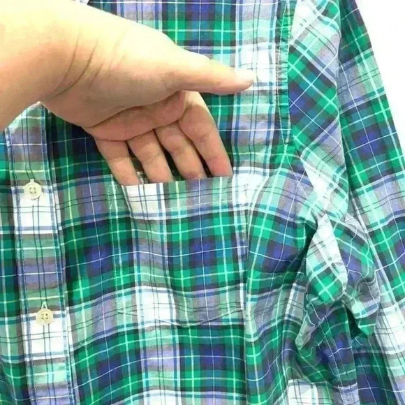 L.L Bean Blue, Green White Plaid Long Sleeve Button Shirt XL - Picture 4 of 5